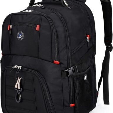SHRRADOO Extra Large 50L Travel Laptop Backpack with combination lock,High School College Backpack Airline Approved Business Work Bag Fit 17 Inch Laptops for Men Women,Black